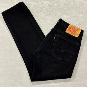 Levis 501 Jeans Black Mens 33 x 30 Button Fly Black 100% Cotton Denim Straight
